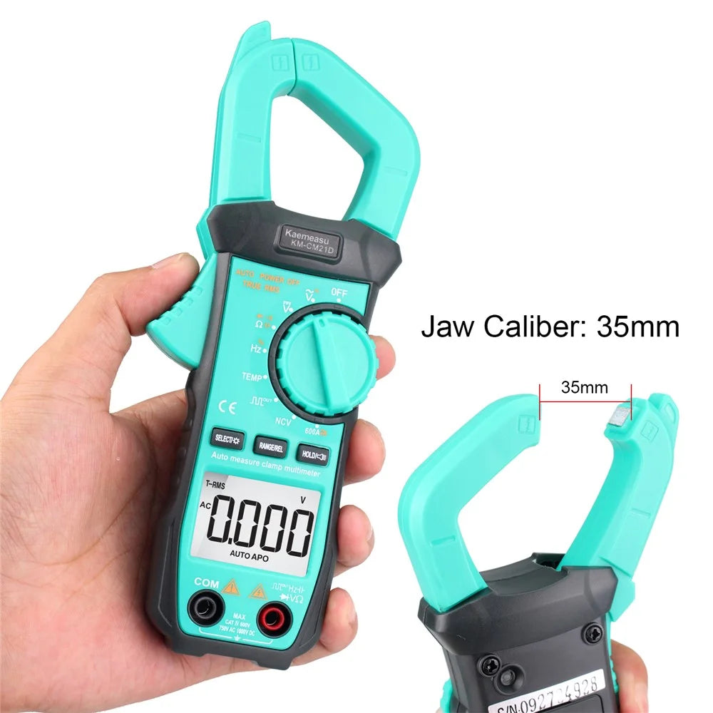 KAEMEASU KM-CM21D Digital Clamp Meter Multimeter Electrical Tester Measuring AC / DC Voltage, Current, NCV (No Battery) - 4