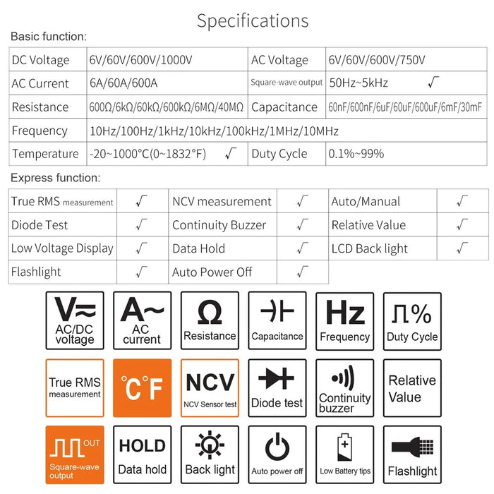KAEMEASU KM-CM21C Digital Clamp Meter Portable Mini Multimeter for AC Voltage / Current, DC Voltage, NCV Measuring (No Battery) - 7