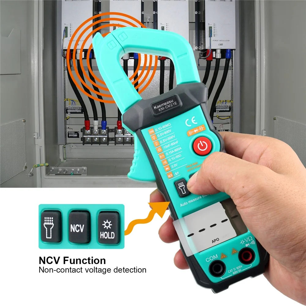 KAEMEASU KM-CM21E Mini Clamp Meter 6000 Counts Smart Multimeter Tester Measures Current Voltage Resistance, No Battery - 4