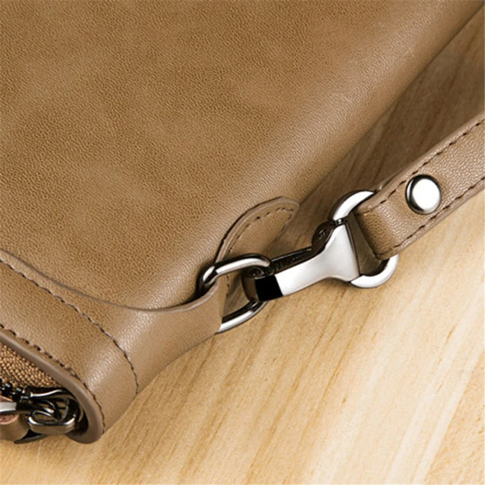 BANYANU N991 Oil Wax Cowhide Men Long Wallet Zipper Large Capacity Wallet - Khaki - 5