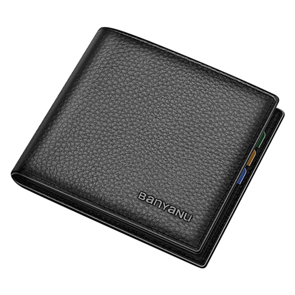 BANYANU N887 First Layer Cowhide Men Short Wallet Card Cash Storage Bag - Coffee Trifold - 6