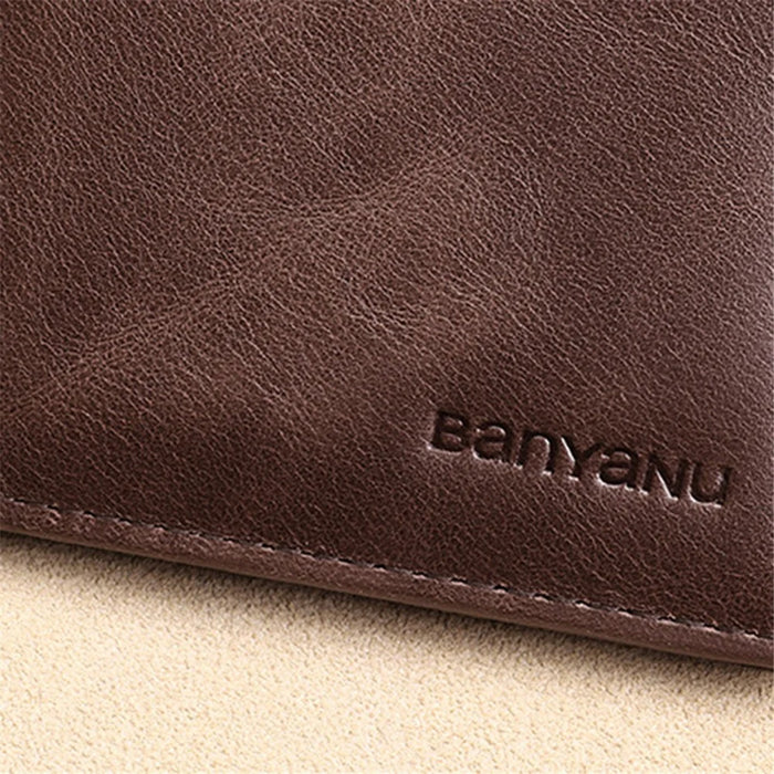 BANYANU N776 Cowhide Men Short Wallet Ultra-thin Card Cash Storage Bag - Retro Cowhide / Coffee - 2