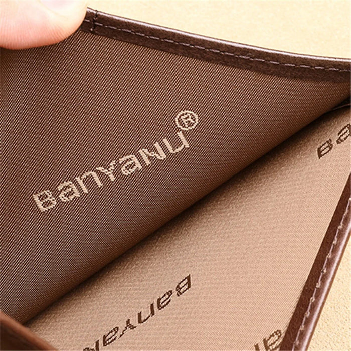 BANYANU N776 Cowhide Men Short Wallet Ultra-thin Card Cash Storage Bag - Retro Cowhide / Coffee - 3