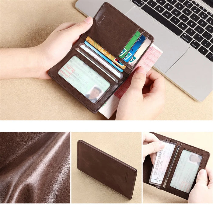 BANYANU N776 Cowhide Men Short Wallet Ultra-thin Card Cash Storage Bag - Retro Cowhide / Coffee - 4