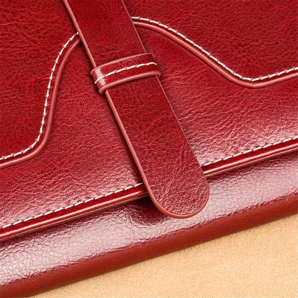 BANYANU BYN-8088 Women Long Wallet Stylish Oil Wax Cowhide Clutch Purse - Wine Red - 4