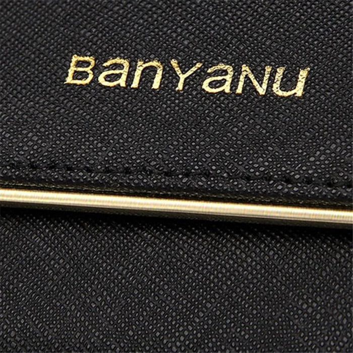 BANYANU BYN-1611 Second-layer Cowhide Women Long Wallet Tri-fold Clutch Purse - Black - 3