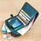 BANYANU BYN-8122 Waxed Cowhide Short Wallet Zipper Pocket Women Purse - Peacock Blue - 4