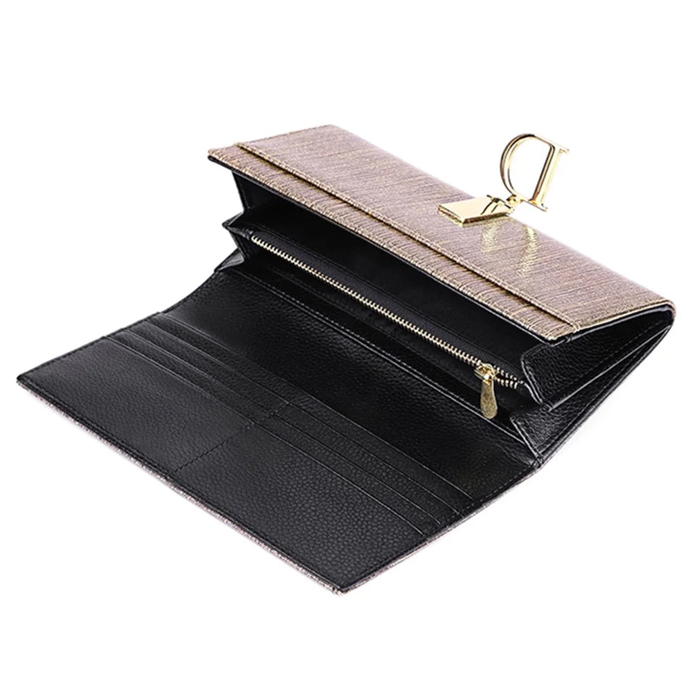 BANYANU BYN-3212 D Buckle Wallet Pearlized Cowhide Leather Women Clutch - Shimmer Pink - 2