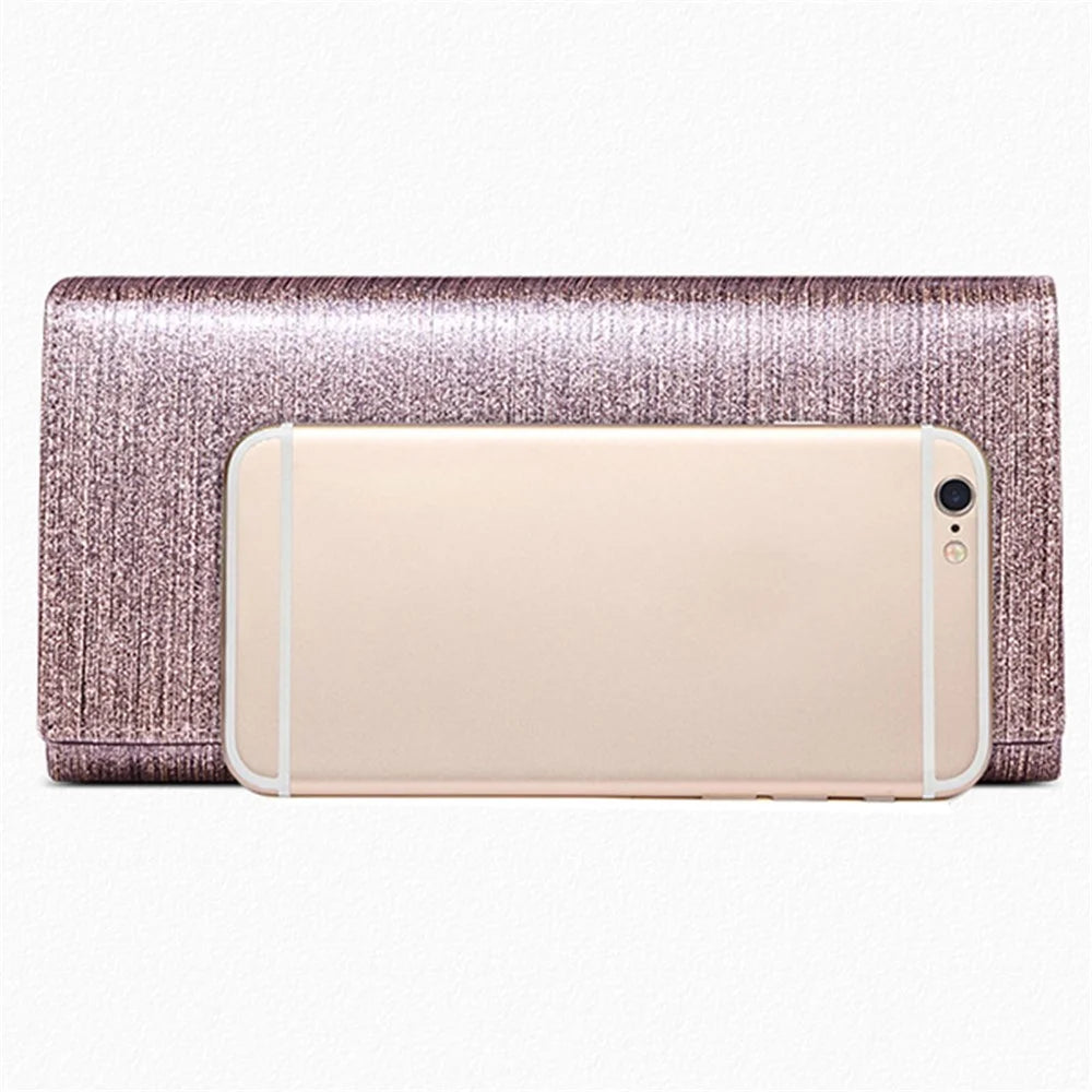 BANYANU BYN-3212 D Buckle Wallet Pearlized Cowhide Leather Women Clutch - Shimmer Pink - 3