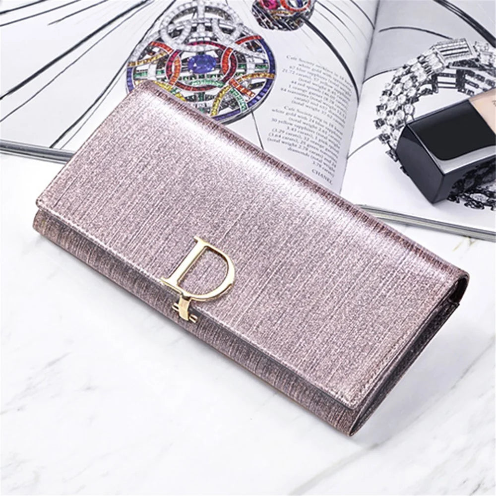 BANYANU BYN-3212 D Buckle Wallet Pearlized Cowhide Leather Women Clutch - Shimmer Pink - 5