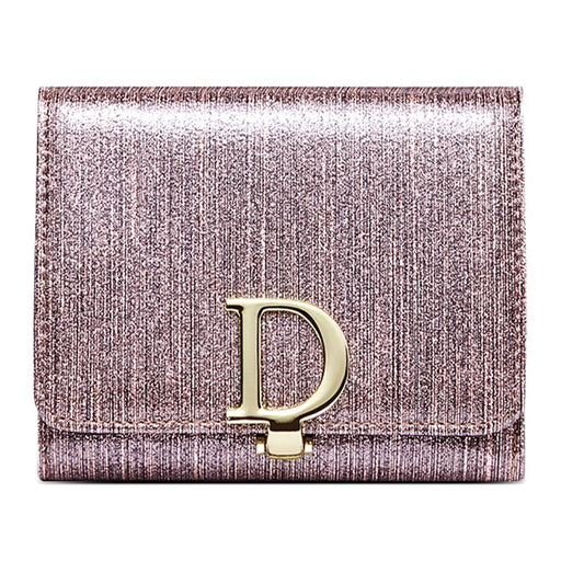 BANYANU BYN-3206 D Buckle Pearlized Cowhide Leather Women Tri-fold Wallet - Shimmer Pink - 1