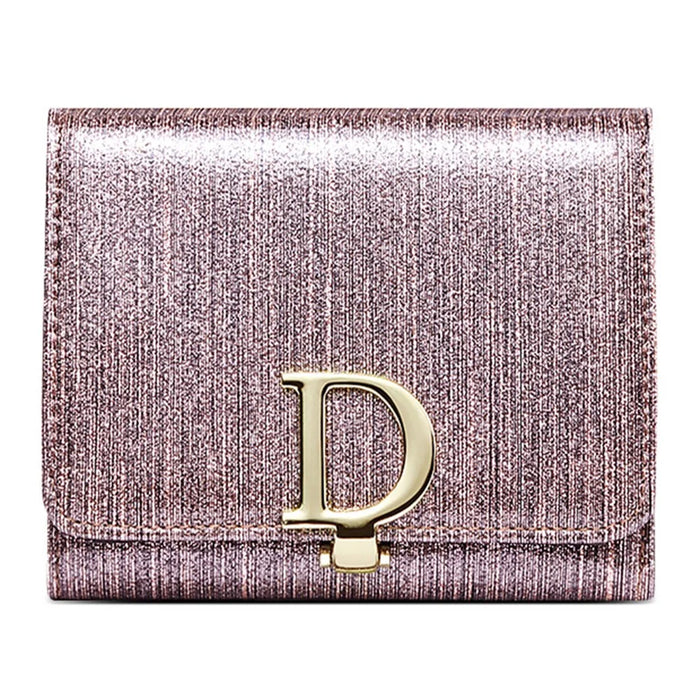 BANYANU BYN-3206 D Buckle Pearlized Cowhide Leather Women Tri-fold Wallet - Shimmer Pink - 1