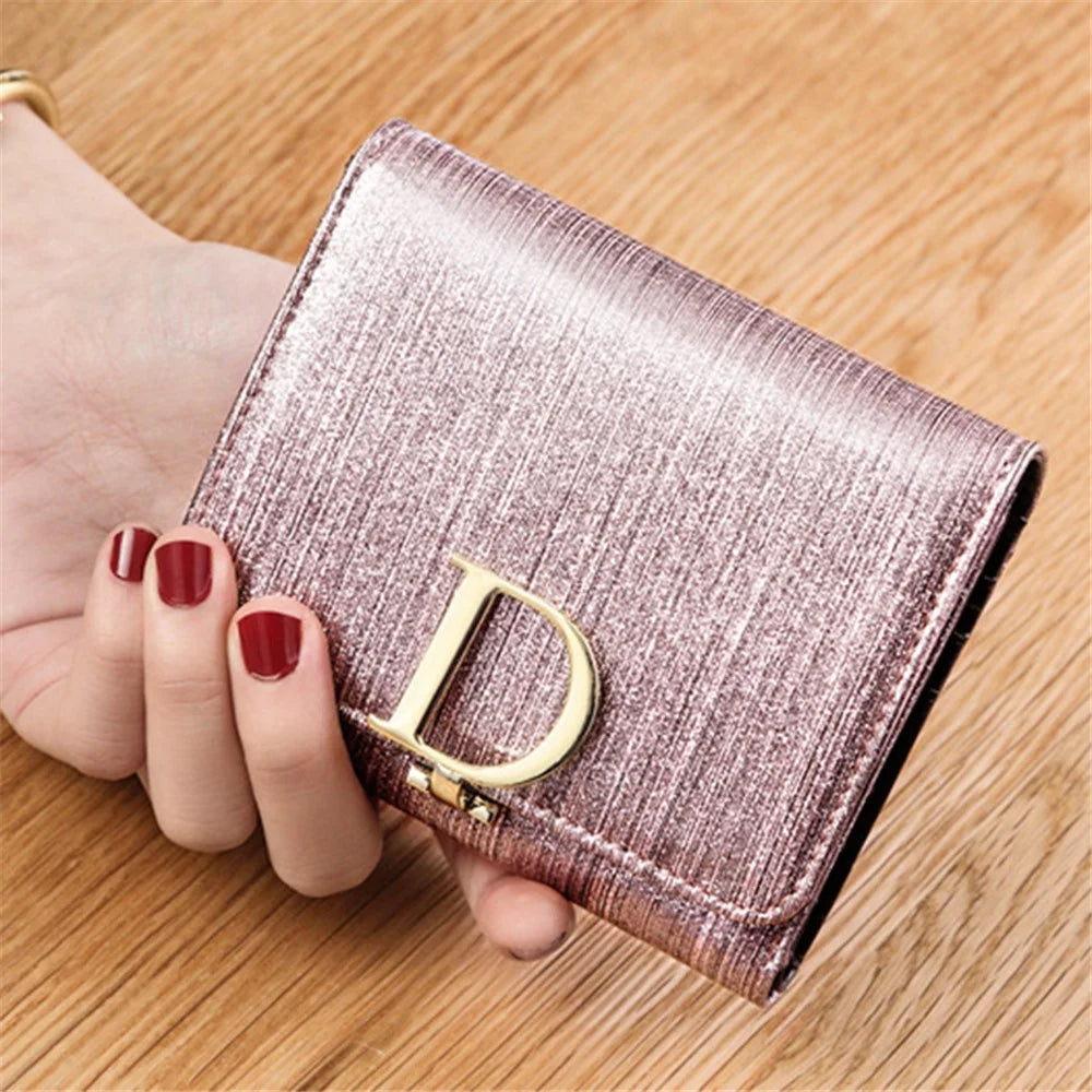 BANYANU BYN-3206 D Buckle Pearlized Cowhide Leather Women Tri-fold Wallet - Shimmer Pink - 4