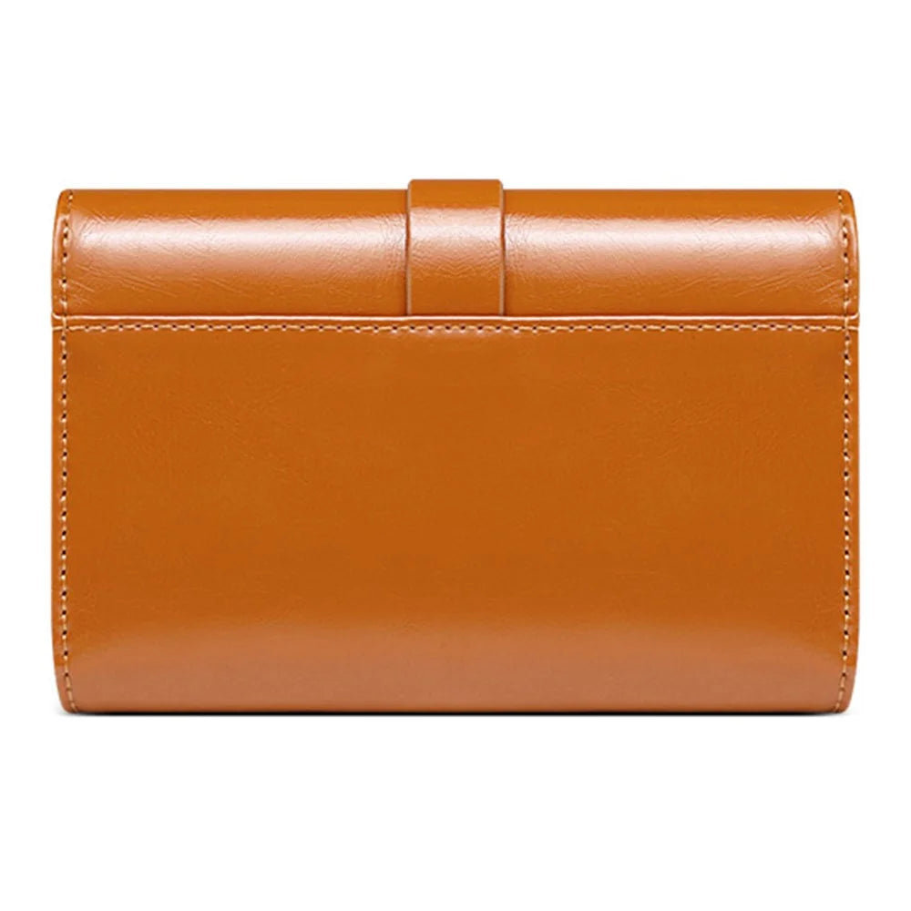 BANYANU BYN-8083 Stylish Women Wallet Pull Strap Oil Wax Cowhide Purse - Brown - 4