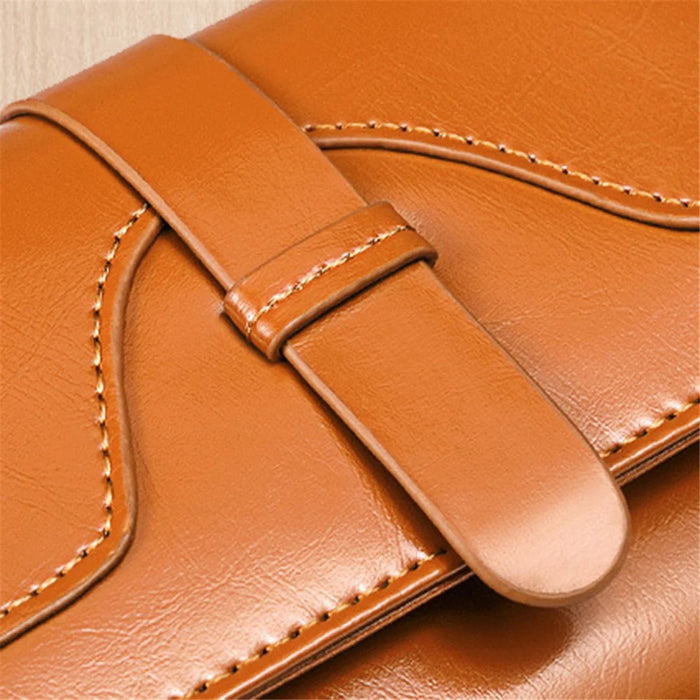 BANYANU BYN-8083 Stylish Women Wallet Pull Strap Oil Wax Cowhide Purse - Brown - 6