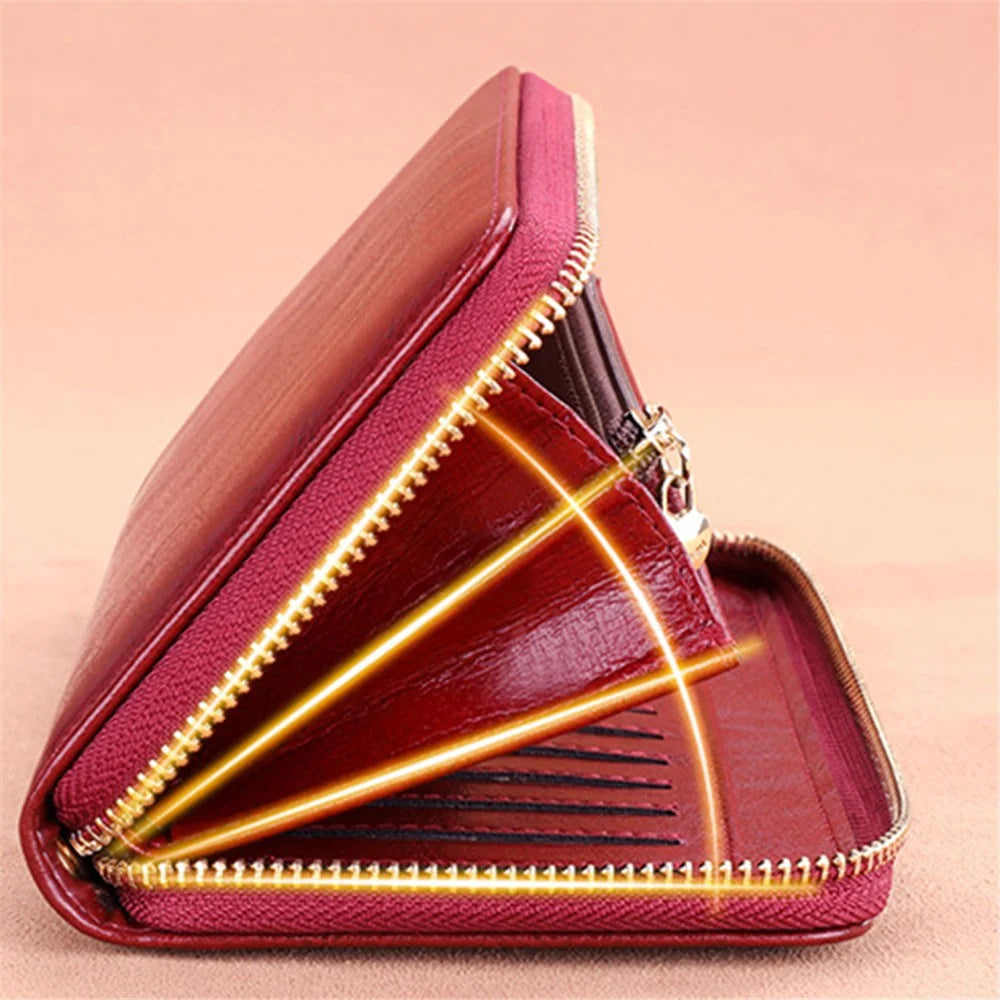 BANYANU BYN-9001 Women Long Wallet Clutch Bag Retro Cowhide Purse - Wine Red - 3