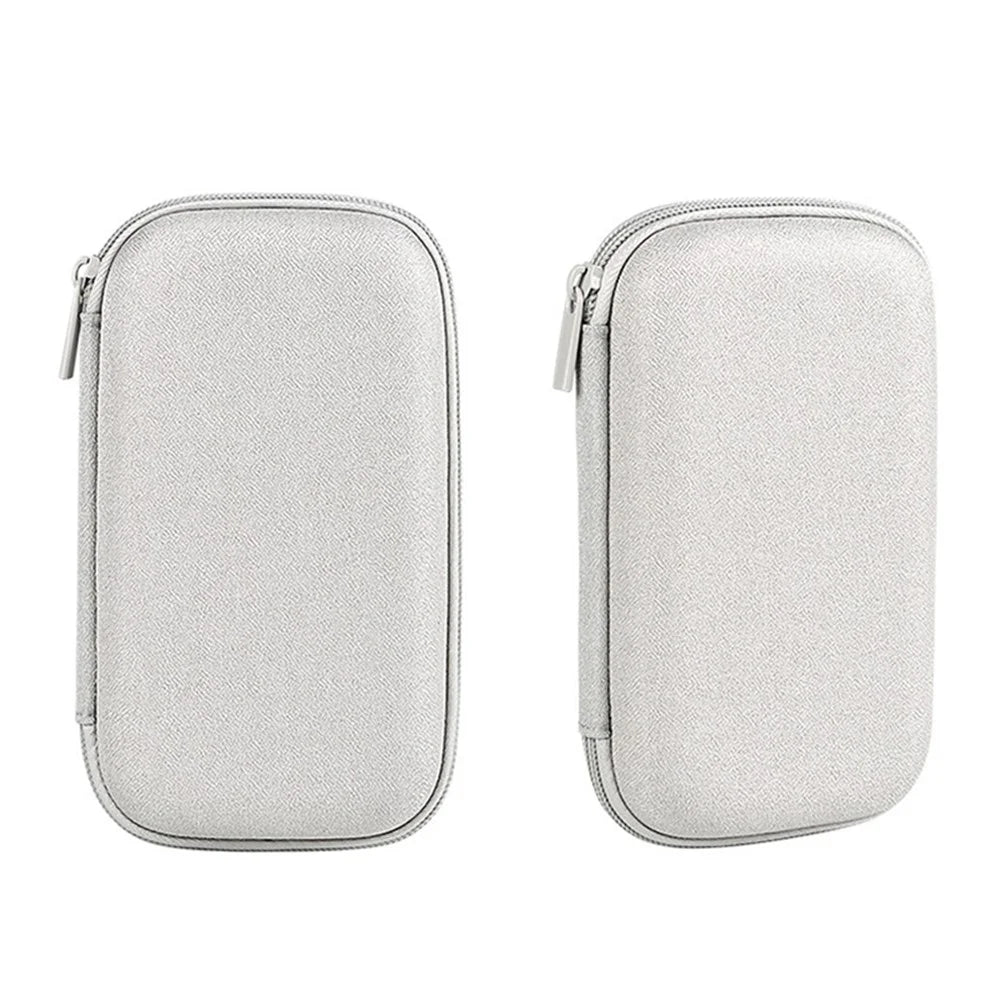 Data Cable Organizer Digital Accessories Storage Bag with Lanyard, Size L - Grey - 2