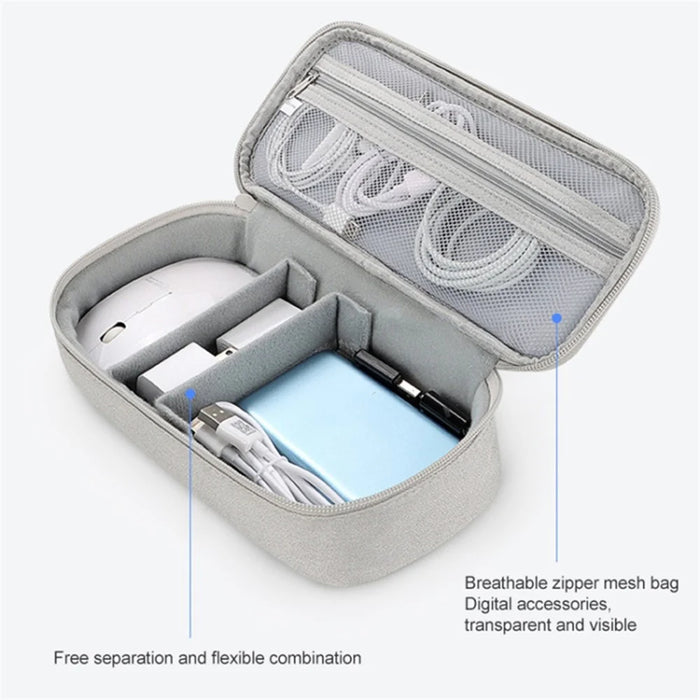 Digital Accessories Storage Bag for U Disk Power Bank Data Cable, Size L - Grey - 3