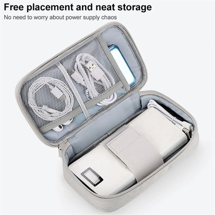 Travel U Disk Data Cable Organizer Digital Accessories Storage Bag, Size M - Dark Grey - 2