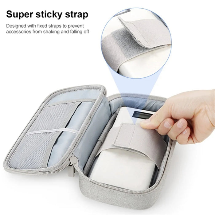 Travel U Disk Data Cable Organizer Digital Accessories Storage Bag, Size M - Dark Grey - 3