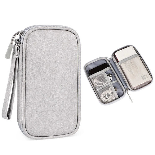 Travel Cable Organizer Waterproof Portable Digital Storage Bag, Size S - Grey - 1