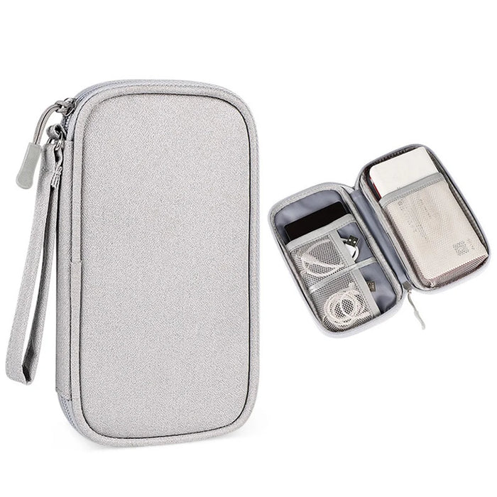Travel Cable Organizer Waterproof Portable Digital Storage Bag, Size S - Grey - 1