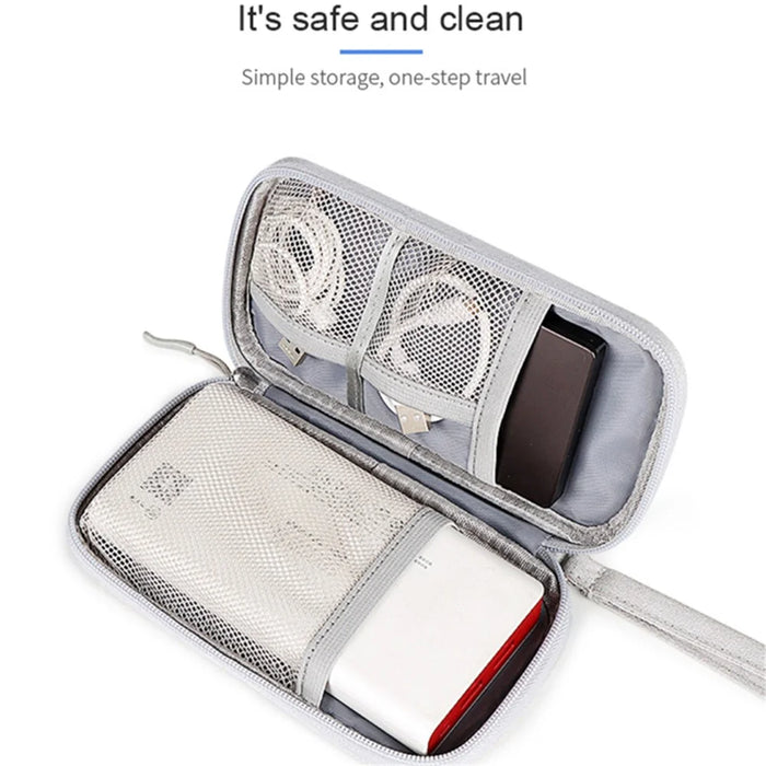 Travel Cable Organizer Waterproof Portable Digital Storage Bag, Size S - Grey - 3
