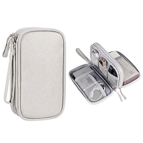 Size S (19x11x5.5cm) Electronics Accessories Bag Travel Organiser Bag for USB Cable SD Card Charger - Grey - 1
