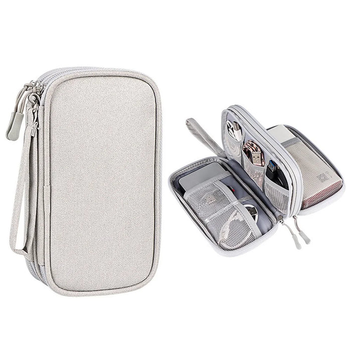 Size S (19x11x5.5cm) Electronics Accessories Bag Travel Organiser Bag for USB Cable SD Card Charger - Grey - 1