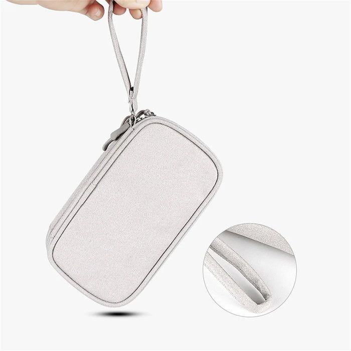 Size S (19x11x5.5cm) Electronics Accessories Bag Travel Organiser Bag for USB Cable SD Card Charger - Grey - 2