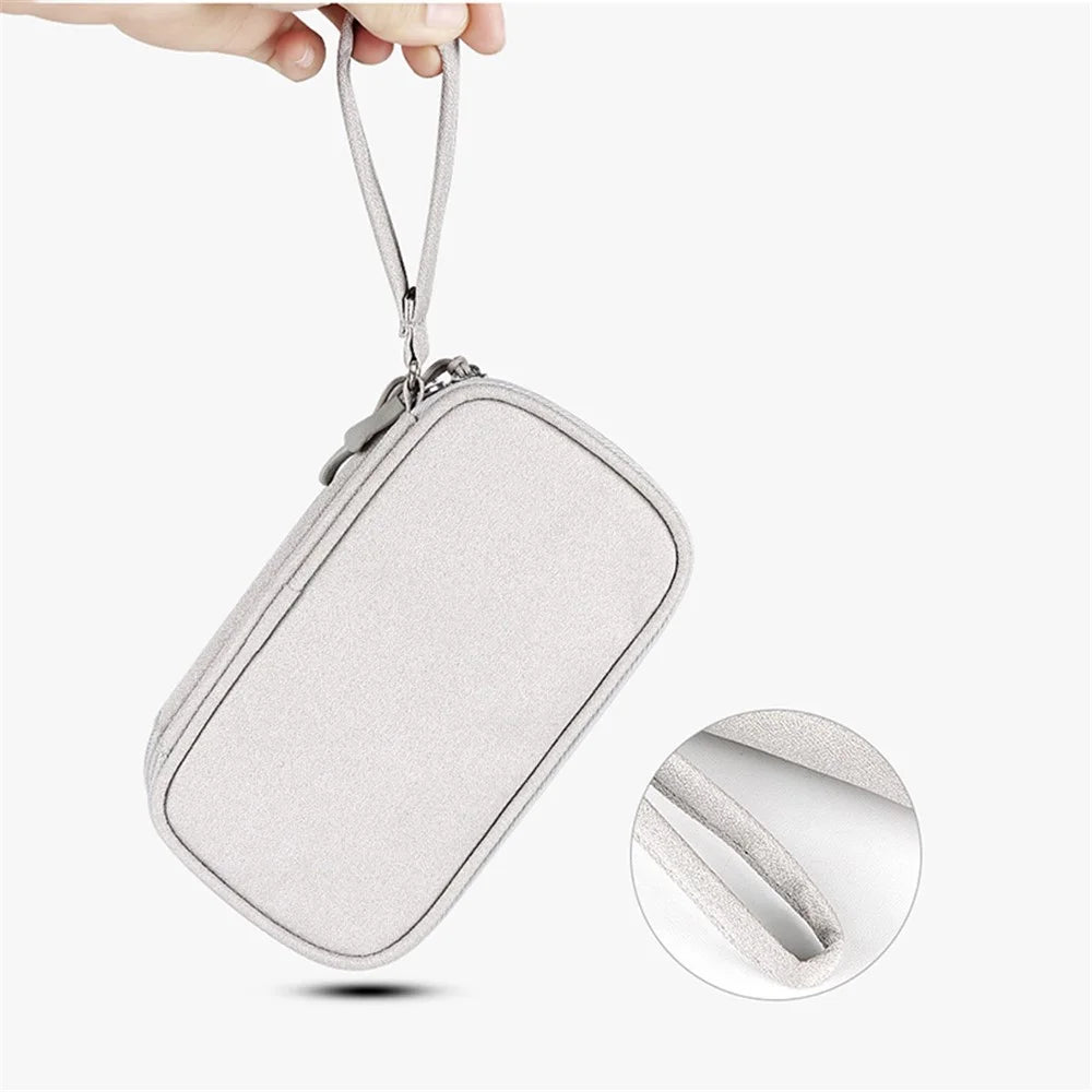 Size L (21x12.5x6cm) Electronics Organizer Bag Multi-Layer Storage Bag for Cable Charger Adapter - Grey - 2