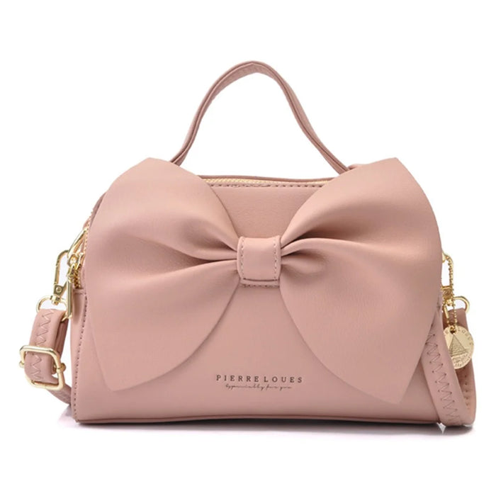 PIERRE LOUES PL514-28 Bowknot Design PU Leather Women Crossbody Bag - Pink - 1