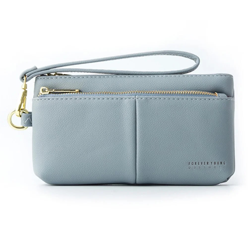 FOREVER YOUNG PL825-13 Women Long Wallet Clutch Bag PU Leather Purse - Baby Blue - 1