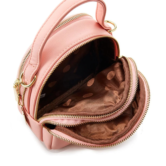FOREVER YOUNG PL931-8 Women PU Leather Backpack Casual Small Dual Shoulder Bag - Pink - 4