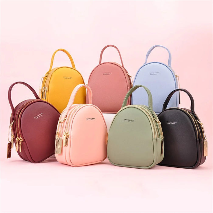 FOREVER YOUNG PL931-8 Women PU Leather Backpack Casual Small Dual Shoulder Bag - Pink - 6