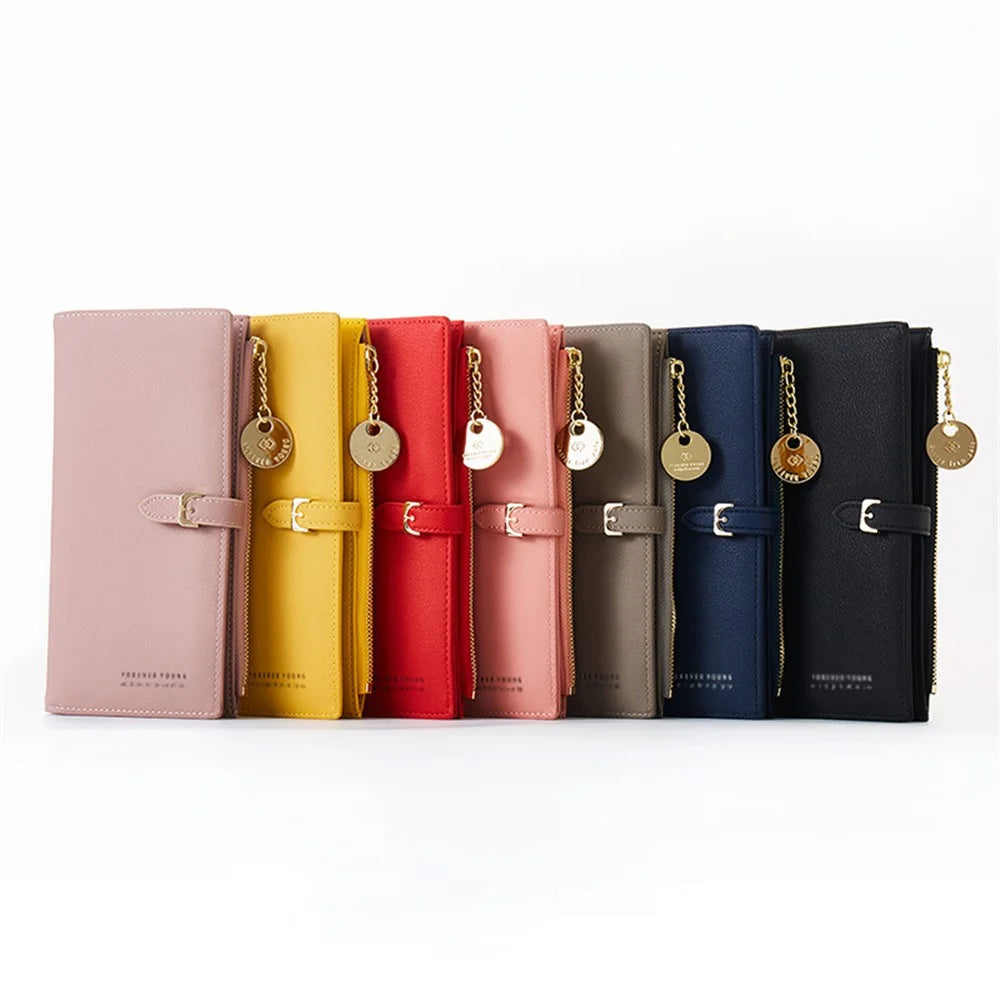 FOREVER YOUNG PL821-4-1 Stylish Women Long Wallet PU Leather Clutch Bag - Pink - 7