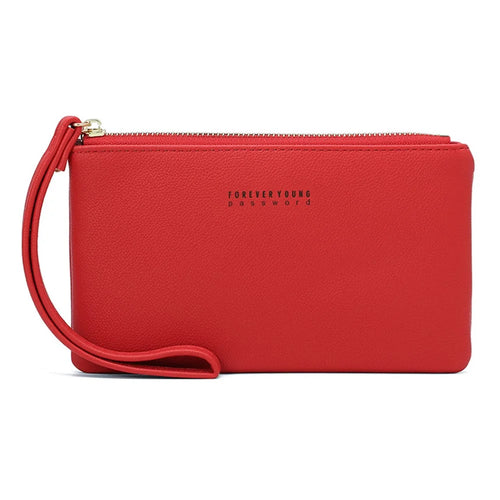 FOREVER YOUNG H329-8S Solid Color Women Coin Purse PU Leather Clutch Bag - Red - 1