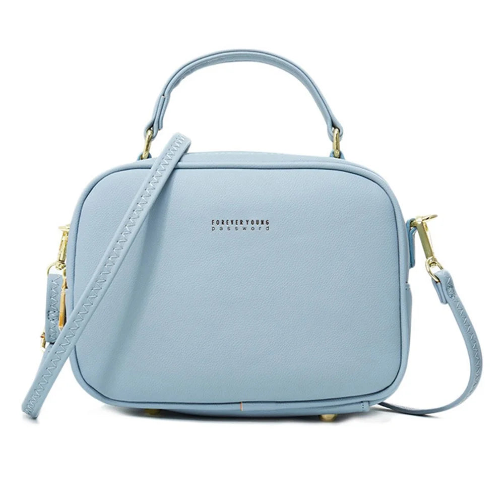 FOREVER YOUNG PL914-11 Solid Color PU Leather Women Crossbody Bag - Baby Blue - 1