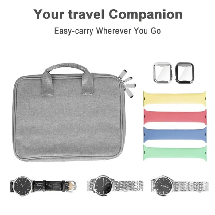 Watch Band Storage Case Holder Dual Layer Watch Band Organizer Bag Carrying Case - Grey - 4