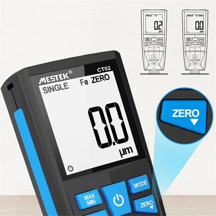 MESTEK CT02 Digital Coating Thickness Gauge 0-1500um Fe / NFe Thickness Meter, Basic Model - 4