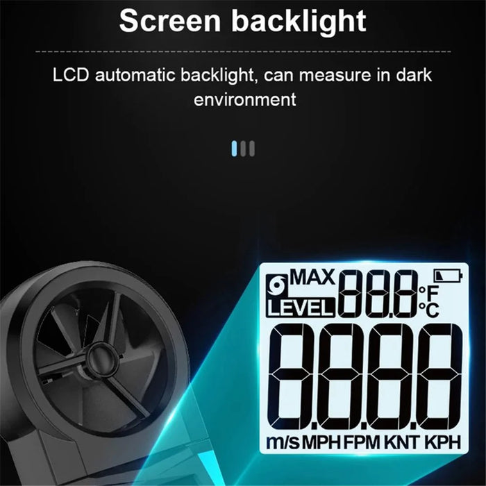 MESTEK AM10 Digital Anemometer Unit Switch Wind Speed Gauge Tester Meter - 6