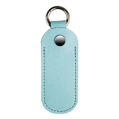 PU Leather U-disk Memory Card Storage Bag Anti-lost Protective Cover with Keyring - Light Blue - 1