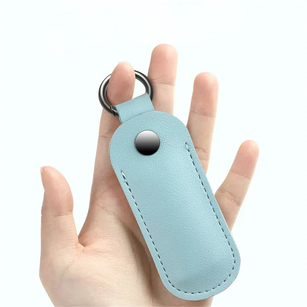 PU Leather U-disk Memory Card Storage Bag Anti-lost Protective Cover with Keyring - Light Blue - 5