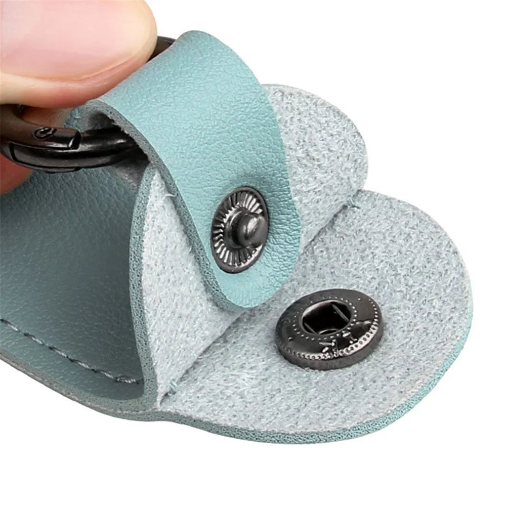 PU Leather U-disk Memory Card Storage Bag Anti-lost Protective Cover with Keyring - Light Blue - 7