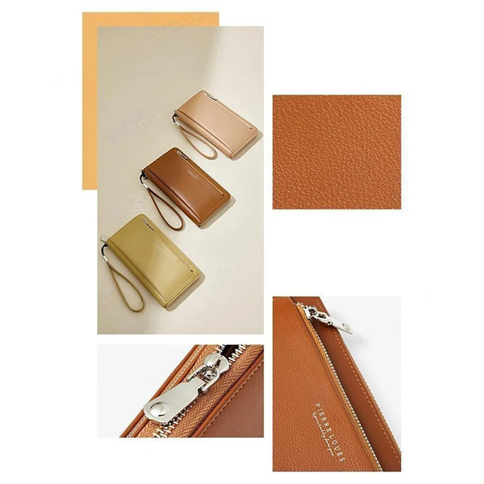 PIERRE LOUES PL815-25 Women Long Wallet PU Leather Phone Storage Clutch Bag - Brown - 2