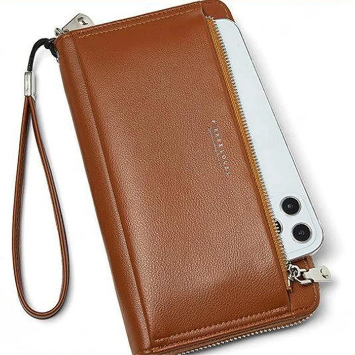 PIERRE LOUES PL815-25 Women Long Wallet PU Leather Phone Storage Clutch Bag - Brown - 3