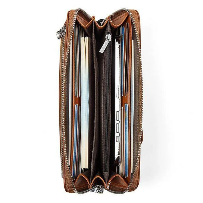 PIERRE LOUES PL815-25 Women Long Wallet PU Leather Phone Storage Clutch Bag - Brown - 5