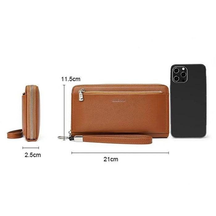 PIERRE LOUES PL815-25 Women Long Wallet PU Leather Phone Storage Clutch Bag - Brown - 6