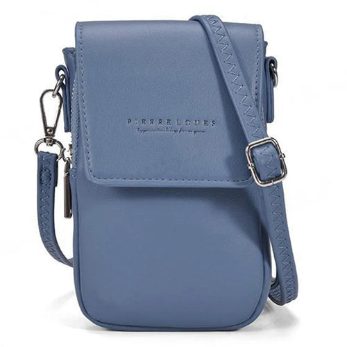 PIERRE LOUES PL614-44 PU Leather Women Crossbody Bag Phone Cosmetics Carrying Bag - Blue - 1