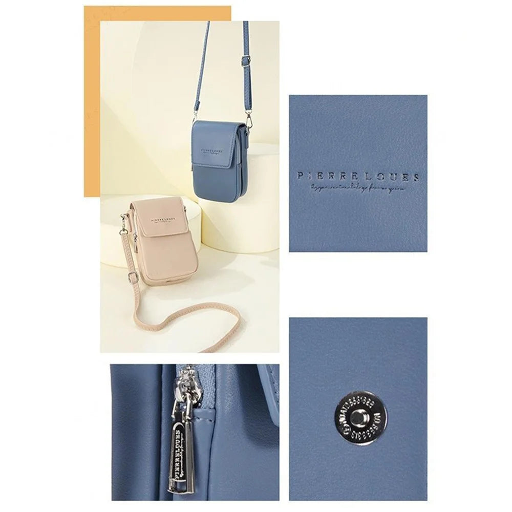 PIERRE LOUES PL614-44 PU Leather Women Crossbody Bag Phone Cosmetics Carrying Bag - Blue - 2